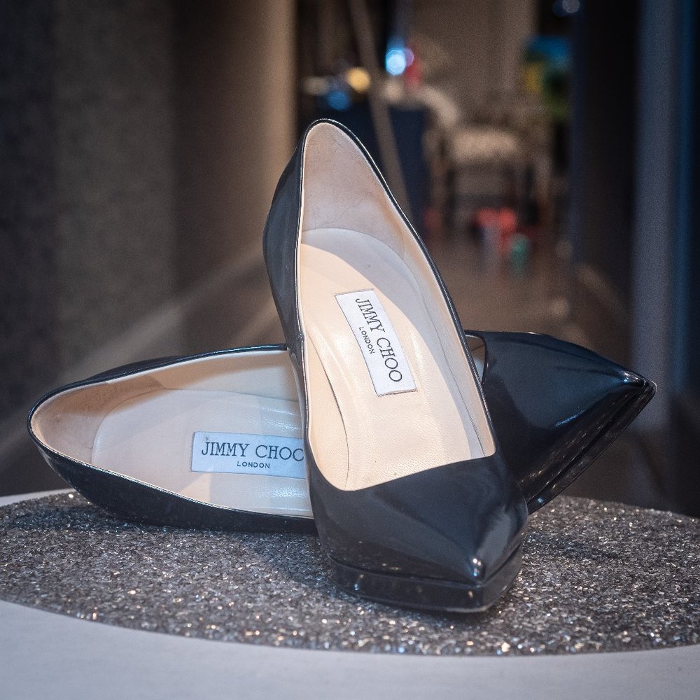 Jimmy Choo Asymmetric Black Pumps